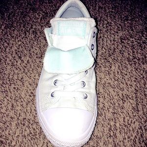 Converse double tongue light blue and white